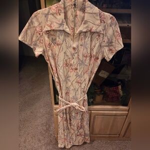 Vintage 70's Floral Short Sleeve Dress with Matching Jacket And Belt